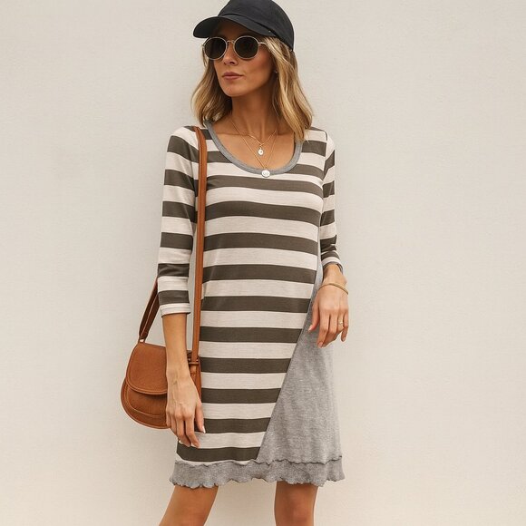 pete Dresses & Skirts - Pete dress women’s XS asymmetrical striped knit casual modern